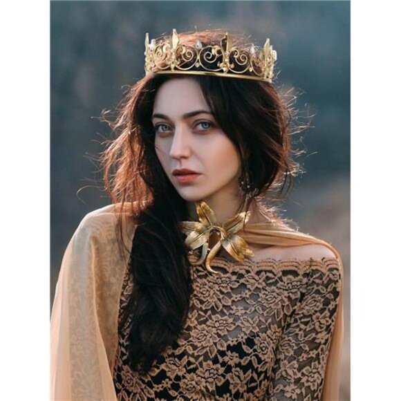 Royal Full Round King Crown Crystal Tiara for Men Party Hats Costume - Picture 12 of 14